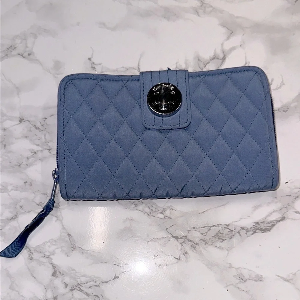 Vera Bradley Quilted Light Blue Zip-Around Wallet